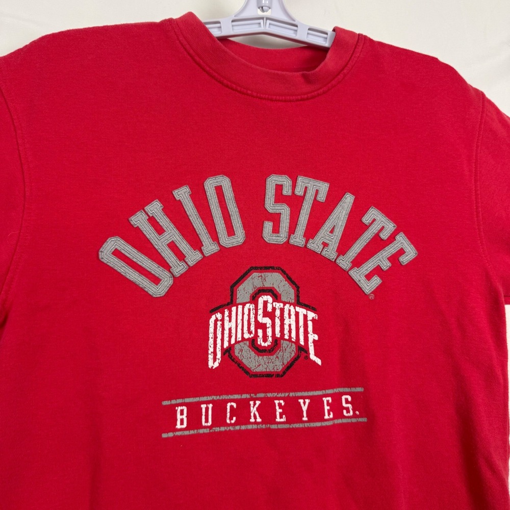 Champion Ohio State Buckeyes Sweatshirt Mens Small Red Crew Neck Graphic Logo DJ